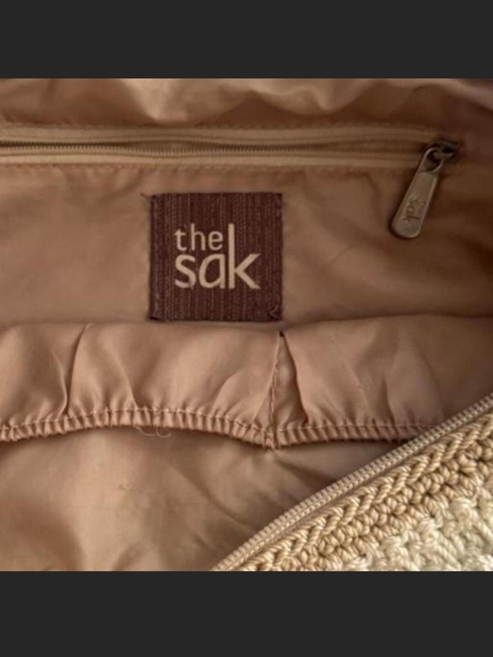 The Sak Crochet Crossbody Bag in Beige and Brown - Picture 3 of 4